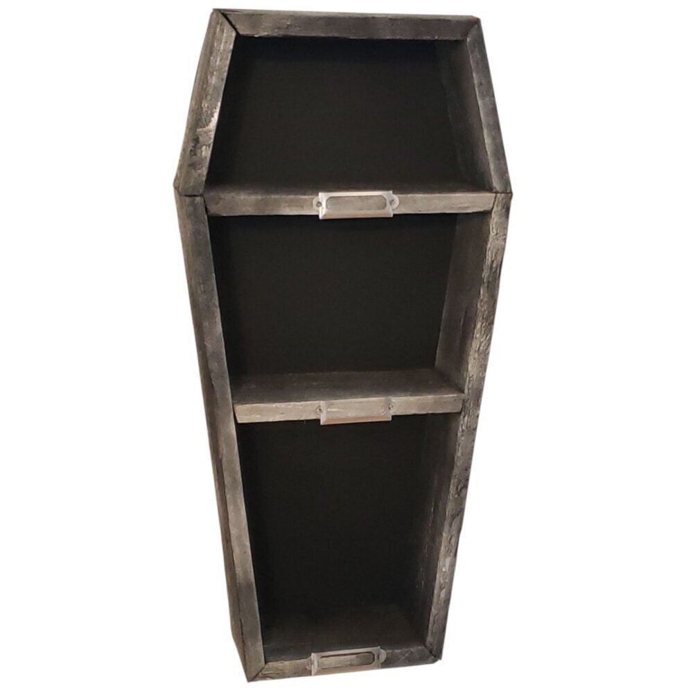Decorative Graphite & Black Cedar Coffin Shelf with Nameplates